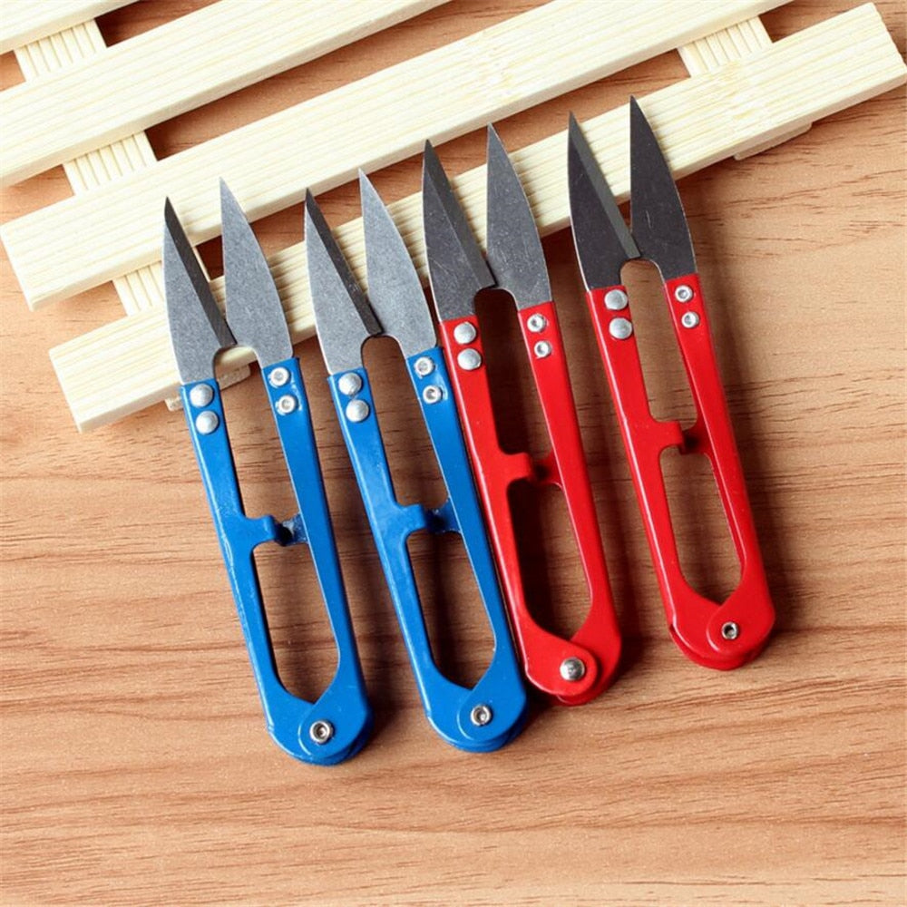 1 Pcs U-shaped Mini Scissors For Fishing Sewing Scissors Nippers Fish Use Scissors Fishing Line Cutter Tools Random Color FA49