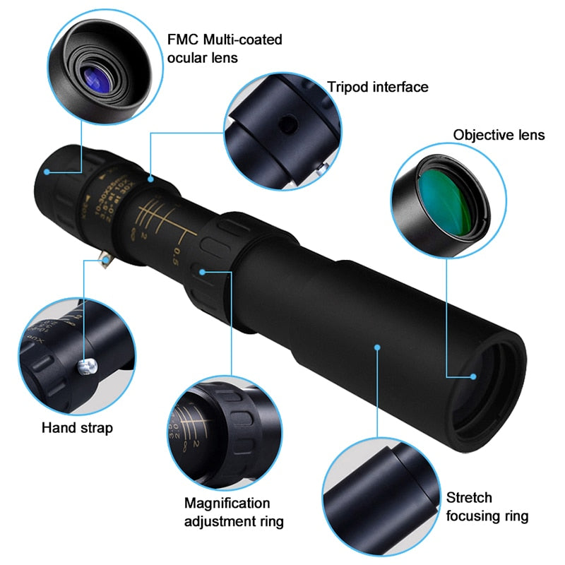 10-300X High Power Monocular Telescope Hunting 5000M Binoculars Low Light Night Vision Eyepiece