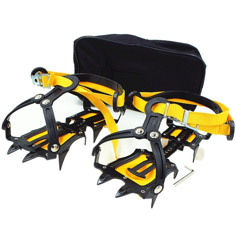 10-Teeth Outdoor Climbing Antiskid Crampons Adjustable Winter Walk Ice Mountaineering Snowshoes