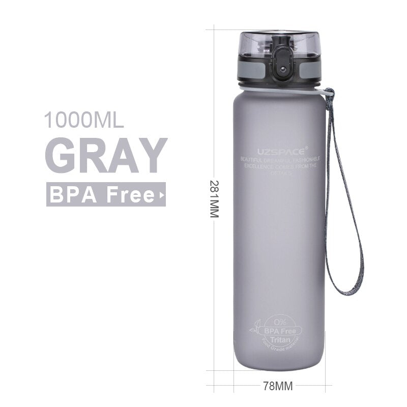 1000ml Large Capacity Water Bottle Portable Leakproof Shaker Frosted Plastic Drinkware