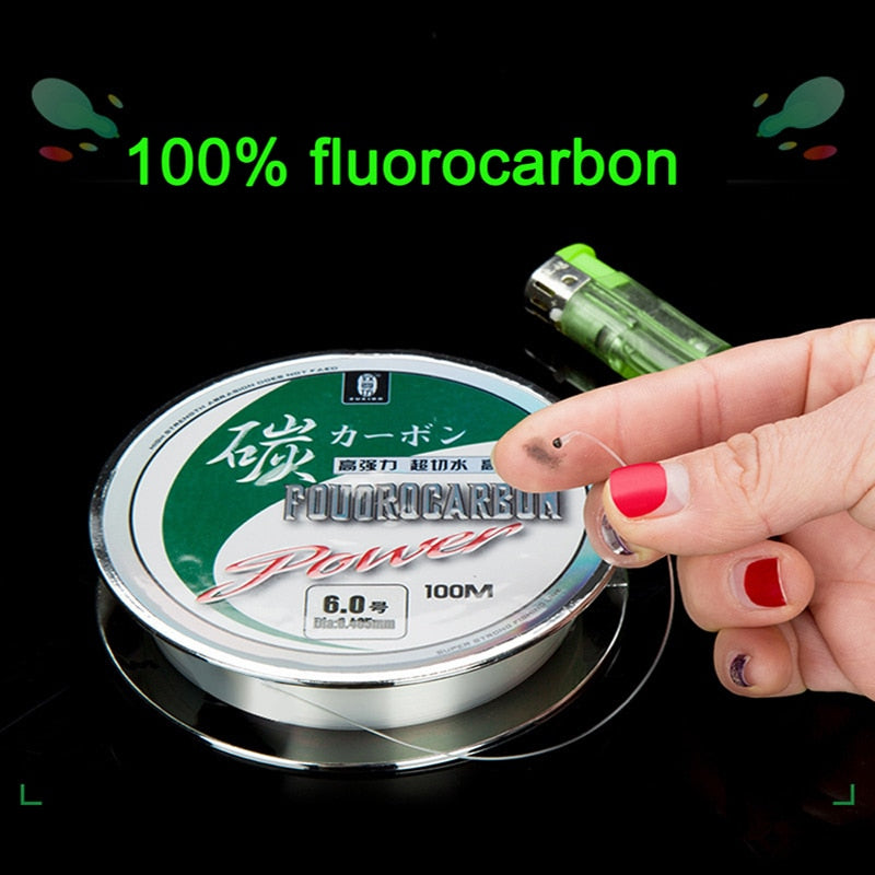 100M 100% fluorocarbon Fishing Line  Carbon Fiber Leader Line fly fishing line pesca  Super Strong
