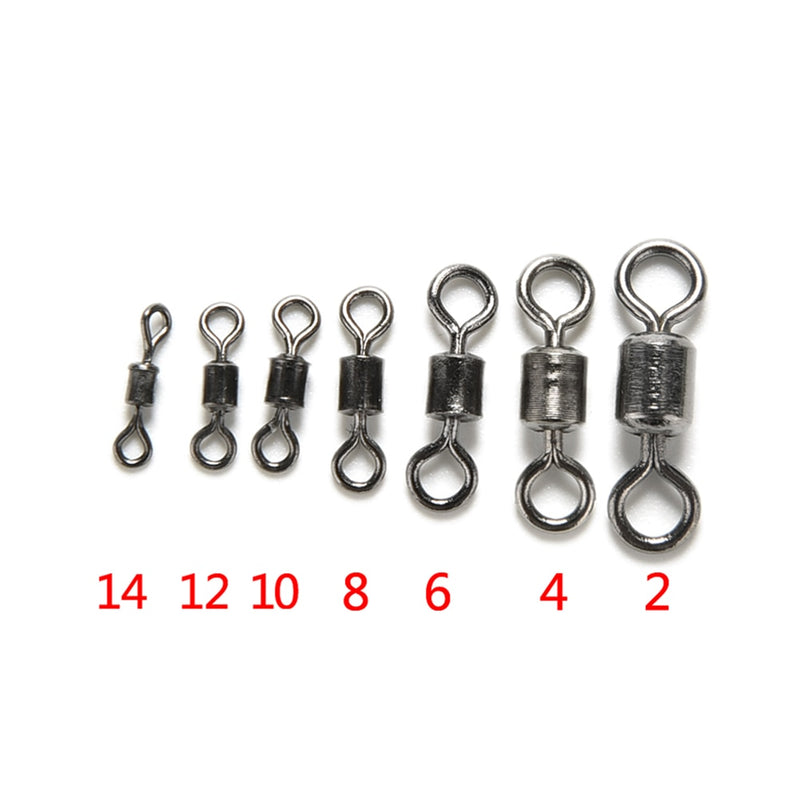 100Pcs Ball Bearing Stainless Steel Swivels Fishing Fish Connector Rolling Swivels Rig Sea Carp Fishing Tools Multi Sizes