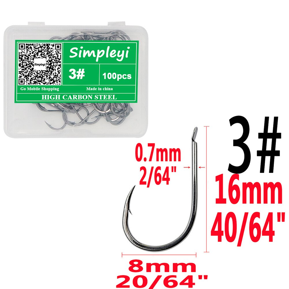 100pcs/1box Fishing Hooks Set High Carbon Steel Single Fishhook Fly Fishing Jip Barbed Carp Hooks Sea Tackle Accessories Tool