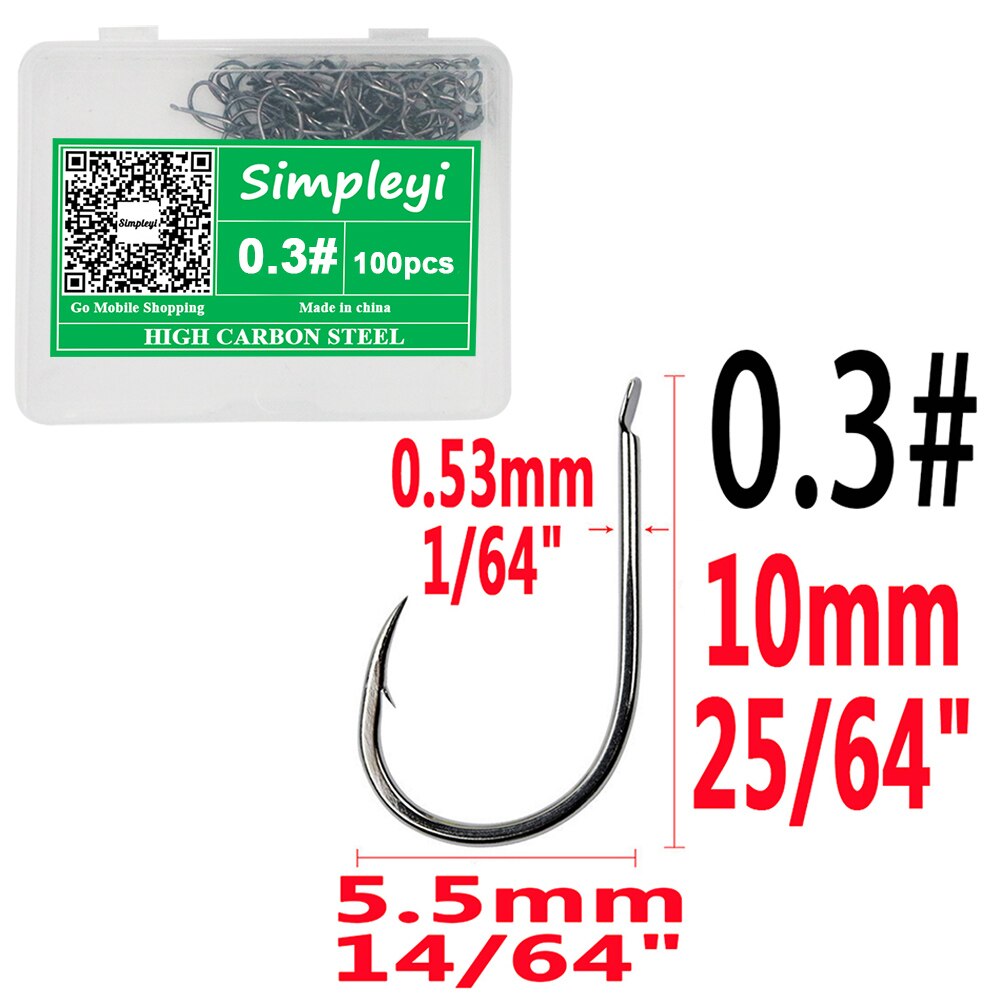 100pcs/1box Fishing Hooks Set High Carbon Steel Single Fishhook Fly Fishing Jip Barbed Carp Hooks Sea Tackle Accessories Tool