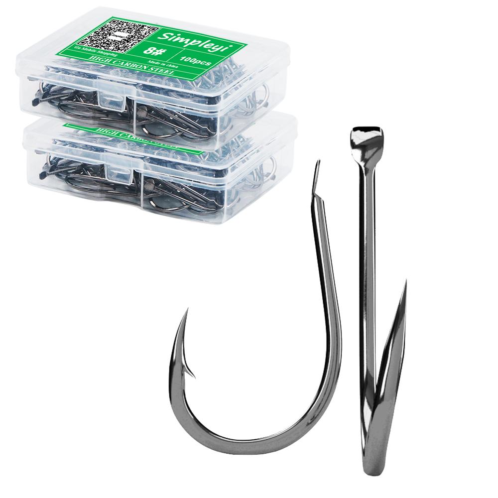 100pcs/1box Fishing Hooks Set High Carbon Steel Single Fishhook Fly Fi