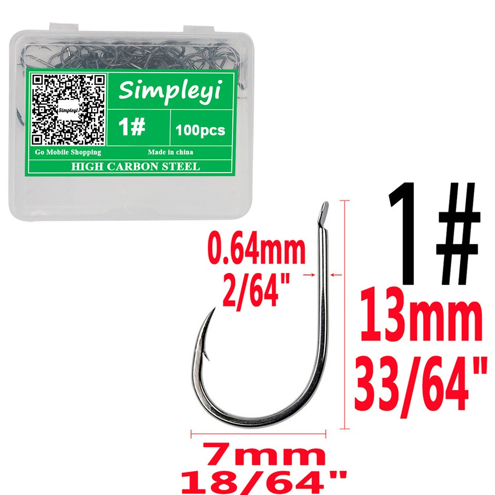 100pcs/1box Fishing Hooks Set High Carbon Steel Single Fishhook Fly Fishing Jip Barbed Carp Hooks Sea Tackle Accessories Tool