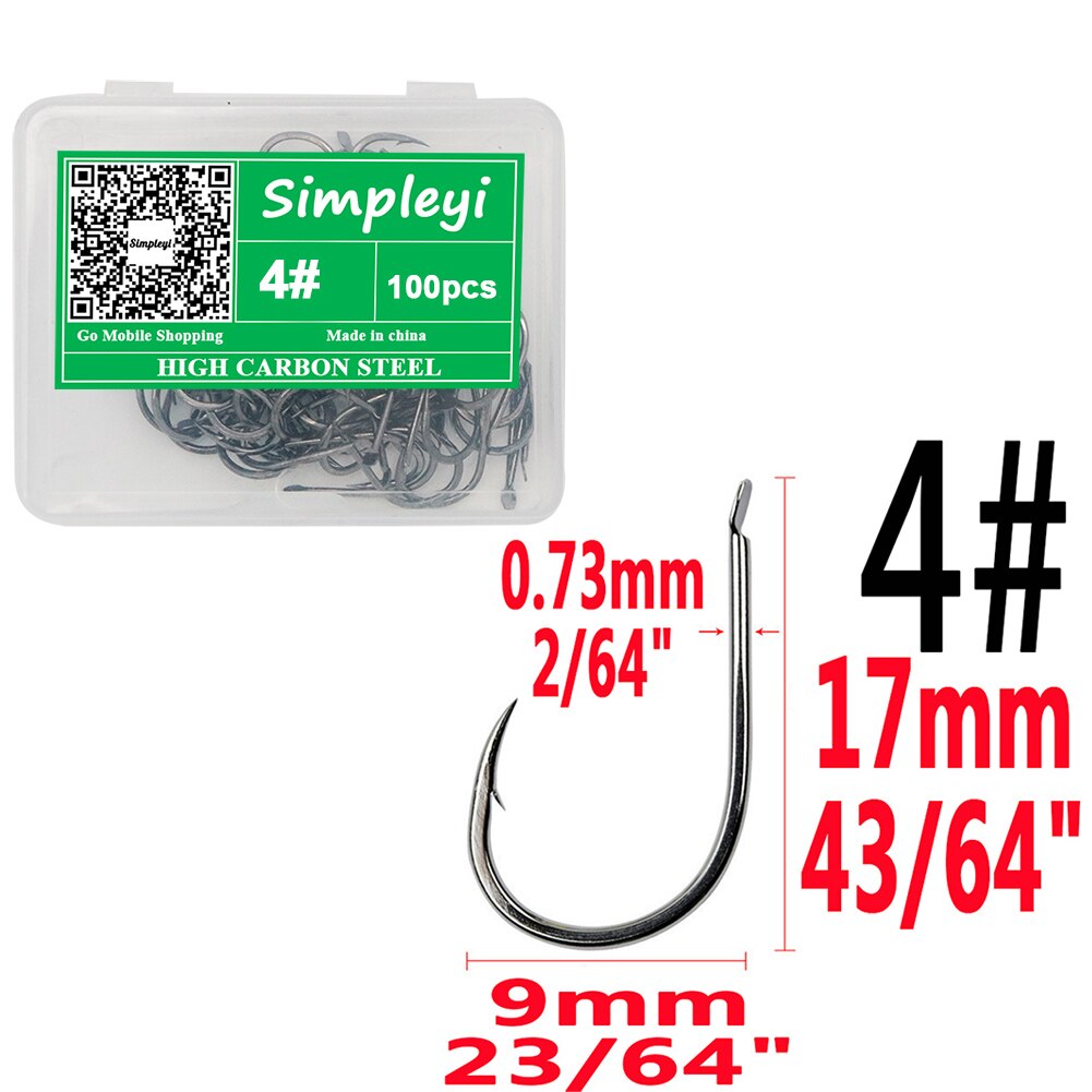 100pcs/1box Fishing Hooks Set High Carbon Steel Single Fishhook Fly Fishing Jip Barbed Carp Hooks Sea Tackle Accessories Tool