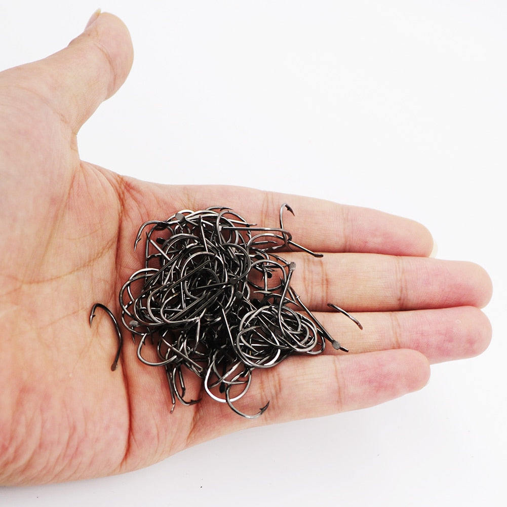 100pcs/1box Fishing Hooks Set High Carbon Steel Single Fishhook Fly Fishing Jip Barbed Carp Hooks Sea Tackle Accessories Tool