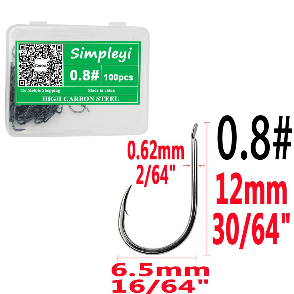 100pcs/1box Fishing Hooks Set High Carbon Steel Single Fishhook Fly Fishing Jip Barbed Carp Hooks Sea Tackle Accessories Tool