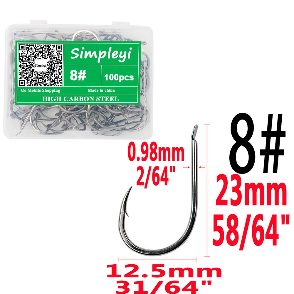 100pcs/1box Fishing Hooks Set High Carbon Steel Single Fishhook Fly Fishing Jip Barbed Carp Hooks Sea Tackle Accessories Tool