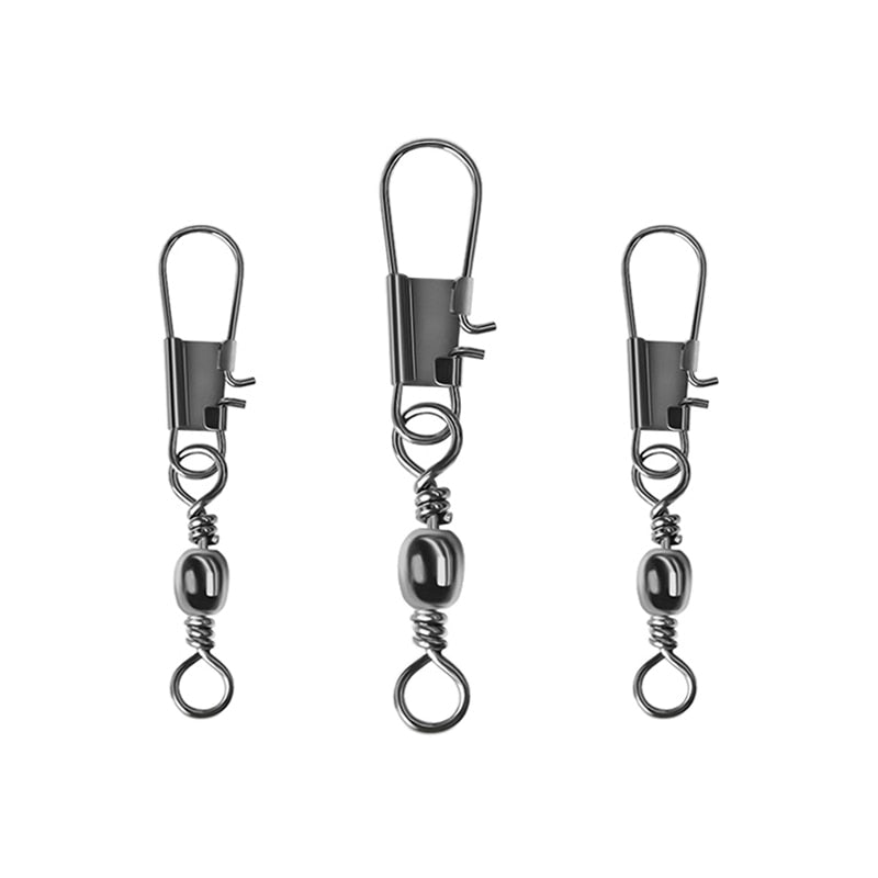 100pcs 4# To 14#  Interlock Snap Ball Bearing Swivel Rolling Solid Rings Fishing Connector Boat Hook Goods For Fishing Tools