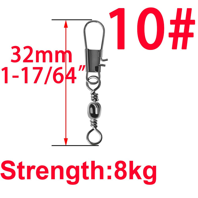 100pcs 4# To 14#  Interlock Snap Ball Bearing Swivel Rolling Solid Rings Fishing Connector Boat Hook Goods For Fishing Tools