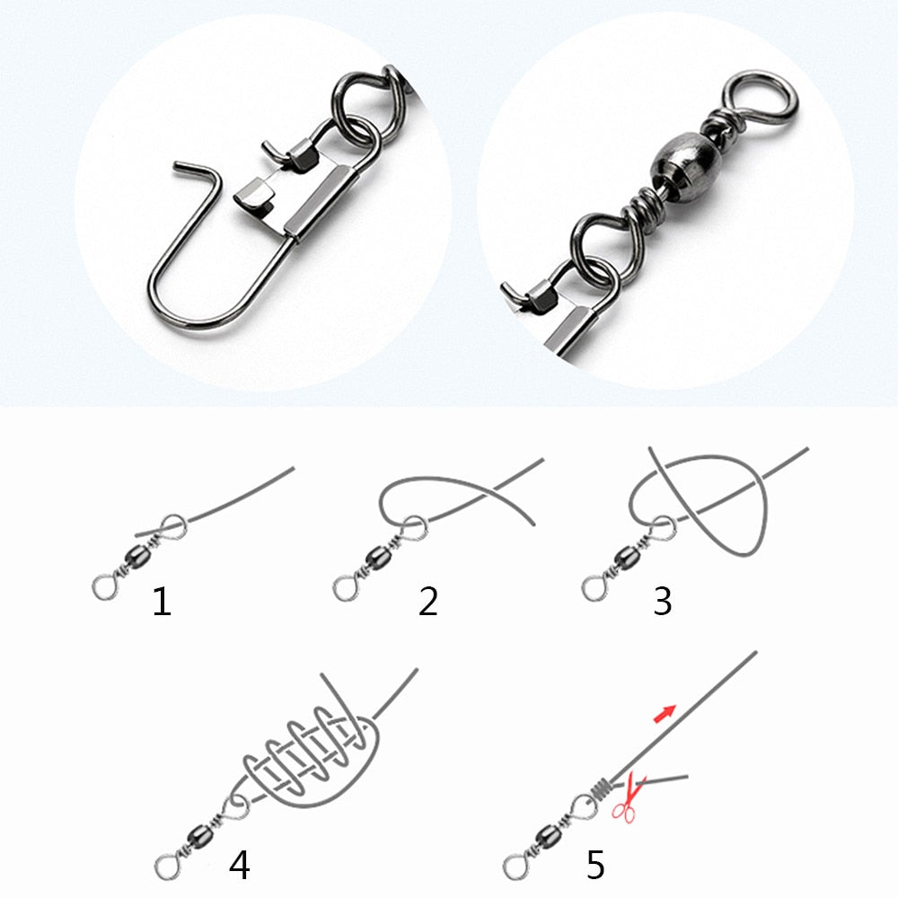 100pcs 4# To 14#  Interlock Snap Ball Bearing Swivel Rolling Solid Rings Fishing Connector Boat Hook Goods For Fishing Tools