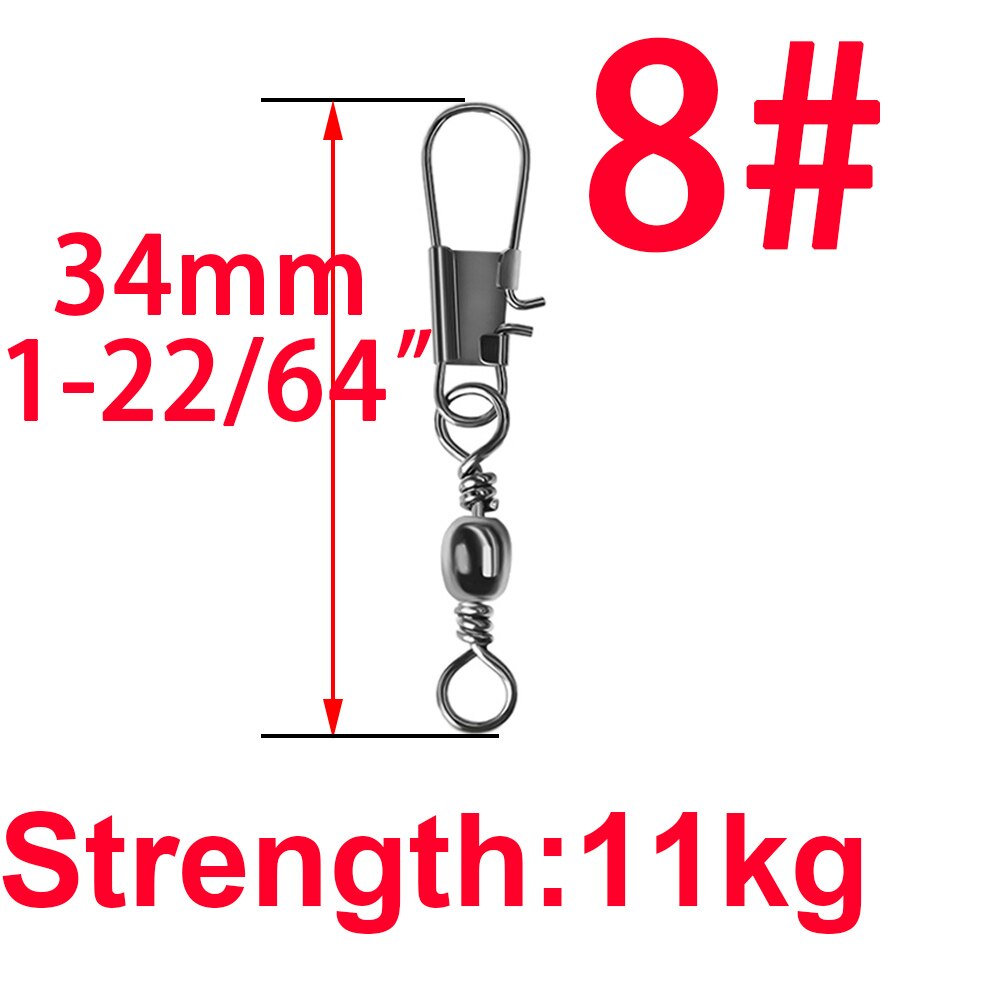 100pcs 4# To 14#  Interlock Snap Ball Bearing Swivel Rolling Solid Rings Fishing Connector Boat Hook Goods For Fishing Tools