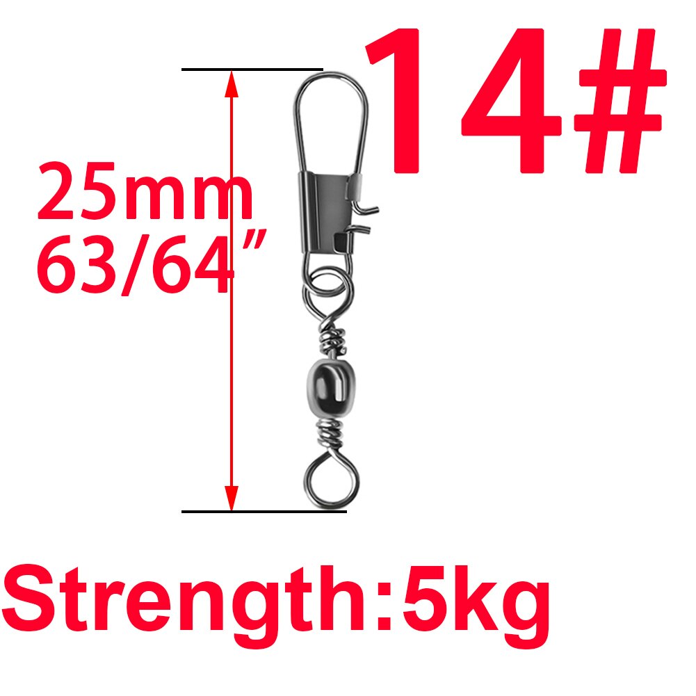 100pcs 4# To 14#  Interlock Snap Ball Bearing Swivel Rolling Solid Rings Fishing Connector Boat Hook Goods For Fishing Tools