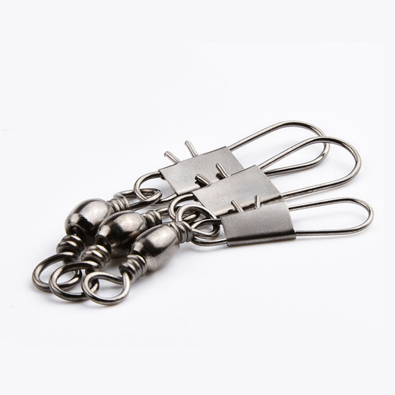 100pcs 4# To 14#  Interlock Snap Ball Bearing Swivel Rolling Solid Rings Fishing Connector Boat Hook Goods For Fishing Tools