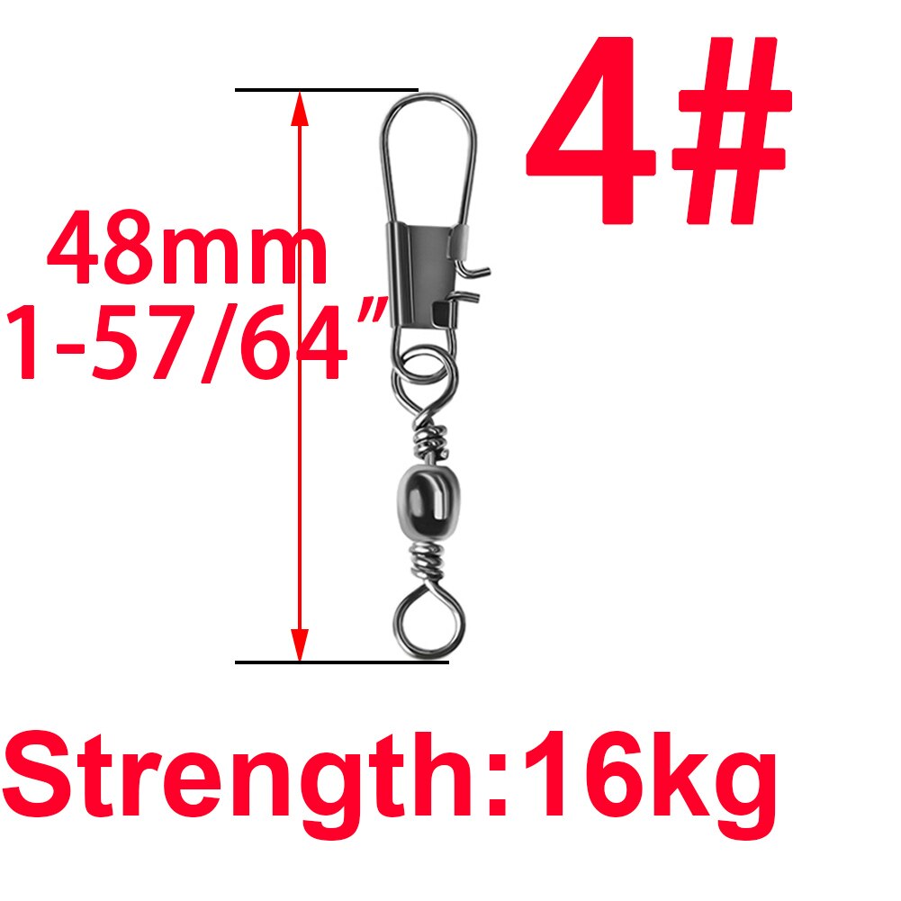 100pcs 4# To 14#  Interlock Snap Ball Bearing Swivel Rolling Solid Rings Fishing Connector Boat Hook Goods For Fishing Tools