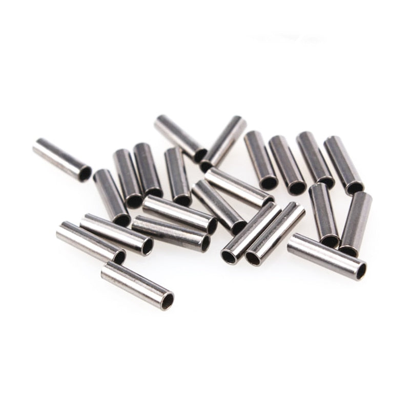 100pcs Black Round Copper Fishing Tube Fishing Wire Pipe Crimp Sleeves Connector Fishing Line Accessories Tool