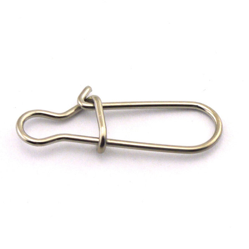 100pcs/Lot Stainless Steel Hook Lock Snap Swivel Solid Rings Safety Snaps Fishing Hooks Connector Fishing Tackle Tool