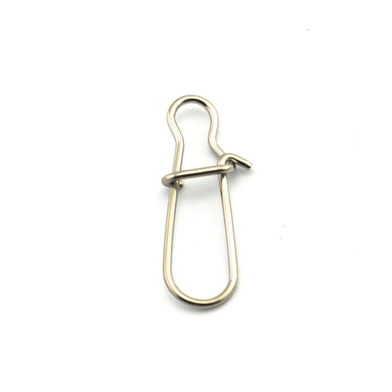 100pcs/Lot Stainless Steel Hook Lock Snap Swivel Solid Rings Safety Snaps Fishing Hooks Connector Fishing Tackle Tool