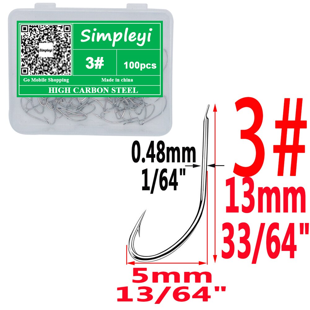 100pcs/box 1-14# High Carbon Steel Crooked Barbed Fishhook Black Flat Carp Fishing Hooks Set Accessories Tool Fish Tackle