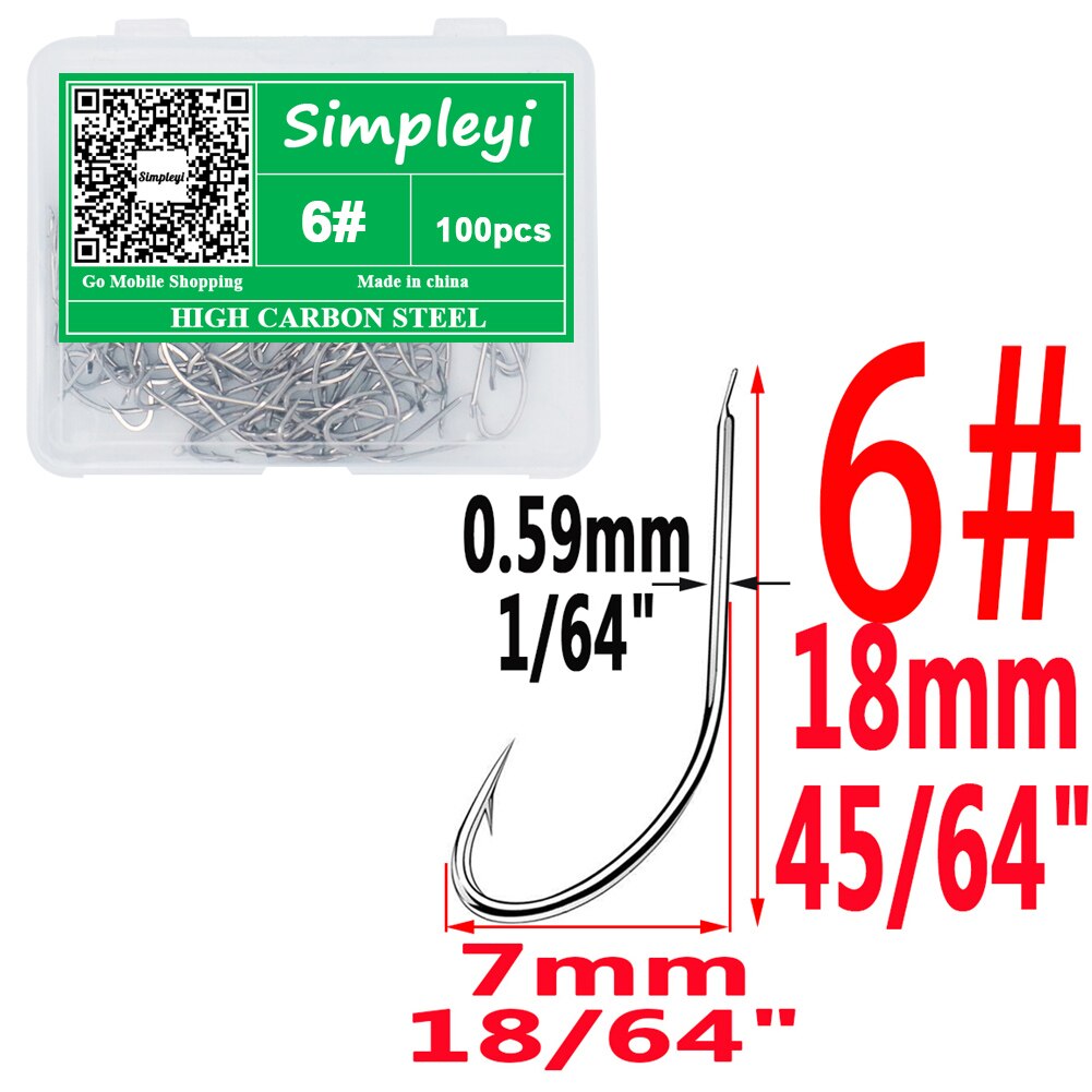 100pcs/box 1-14# High Carbon Steel Crooked Barbed Fishhook Black Flat Carp Fishing Hooks Set Accessories Tool Fish Tackle