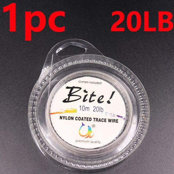 10M 7 Strands 5LB-200LB Nylon Coated Trace Wire Braided Steel Wire Leader Coating Jigging Fish