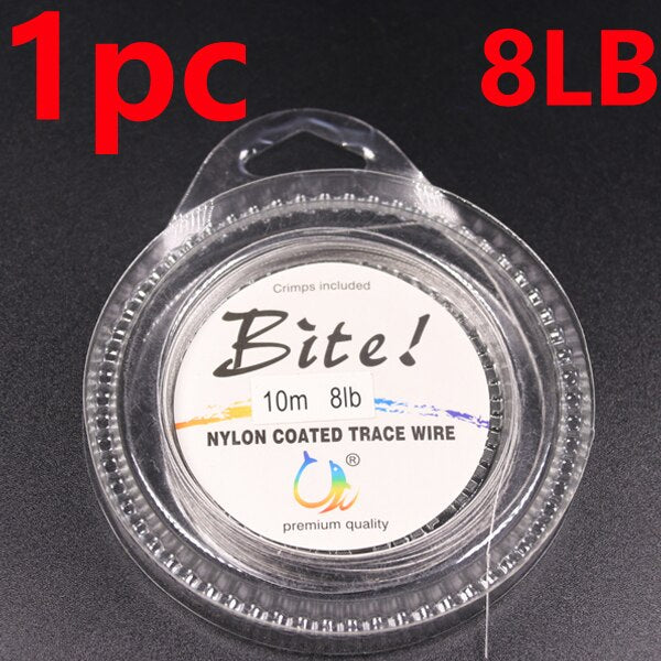 10M 7 Strands 5LB-200LB Nylon Coated Trace Wire Braided Steel Wire Leader Coating Jigging Fish