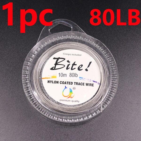10M 7 Strands 5LB-200LB Nylon Coated Trace Wire Braided Steel Wire Leader Coating Jigging Fish