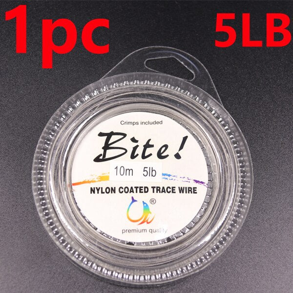 10M 7 Strands 5LB-200LB Nylon Coated Trace Wire Braided Steel Wire Leader Coating Jigging Fish