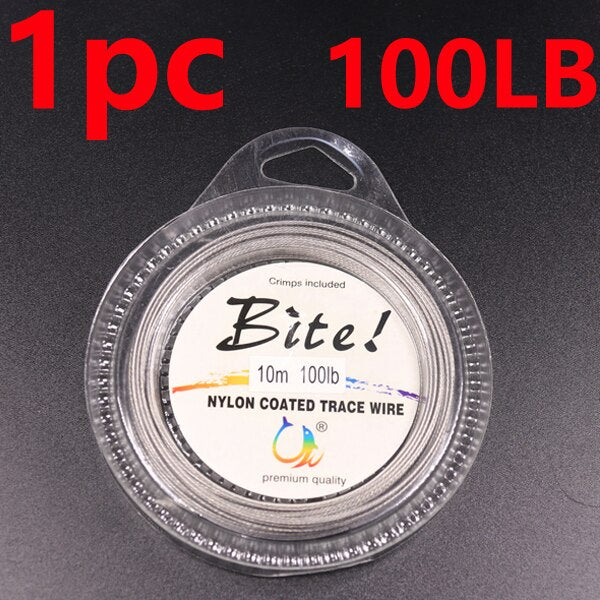 10M 7 Strands 5LB-200LB Nylon Coated Trace Wire Braided Steel Wire Leader Coating Jigging Fish