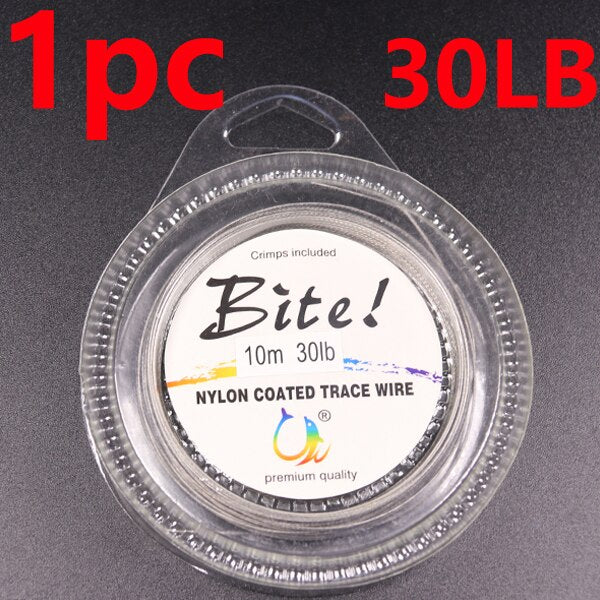 10M 7 Strands 5LB-200LB Nylon Coated Trace Wire Braided Steel Wire Leader Coating Jigging Fish