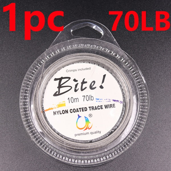 10M 7 Strands 5LB-200LB Nylon Coated Trace Wire Braided Steel Wire Leader Coating Jigging Fish