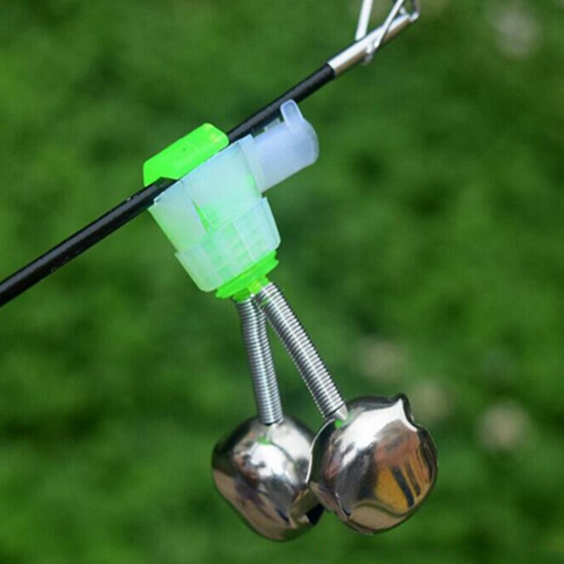 10Pcs/Set Twin Spiral Bells Fishing Bite Alarms Outdoor Night Carp Fishing Rod Tip Clips Tool Accessories peche
