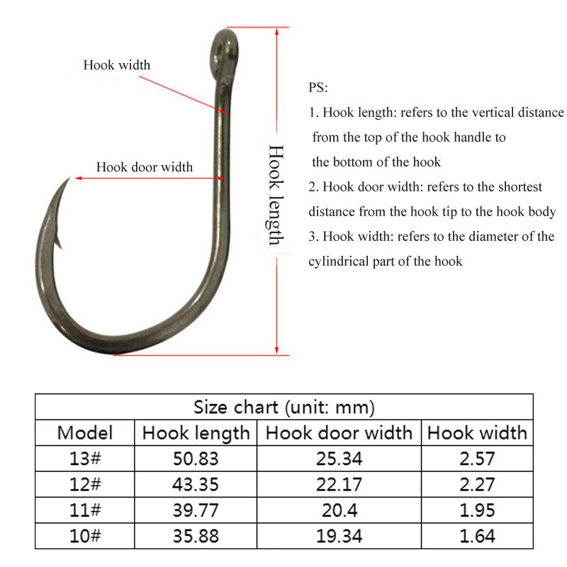 10pcs Iron plate hook heavy tuna iron plate hook Sturgeon herring hook Big fish  hook Fishing tool accessories