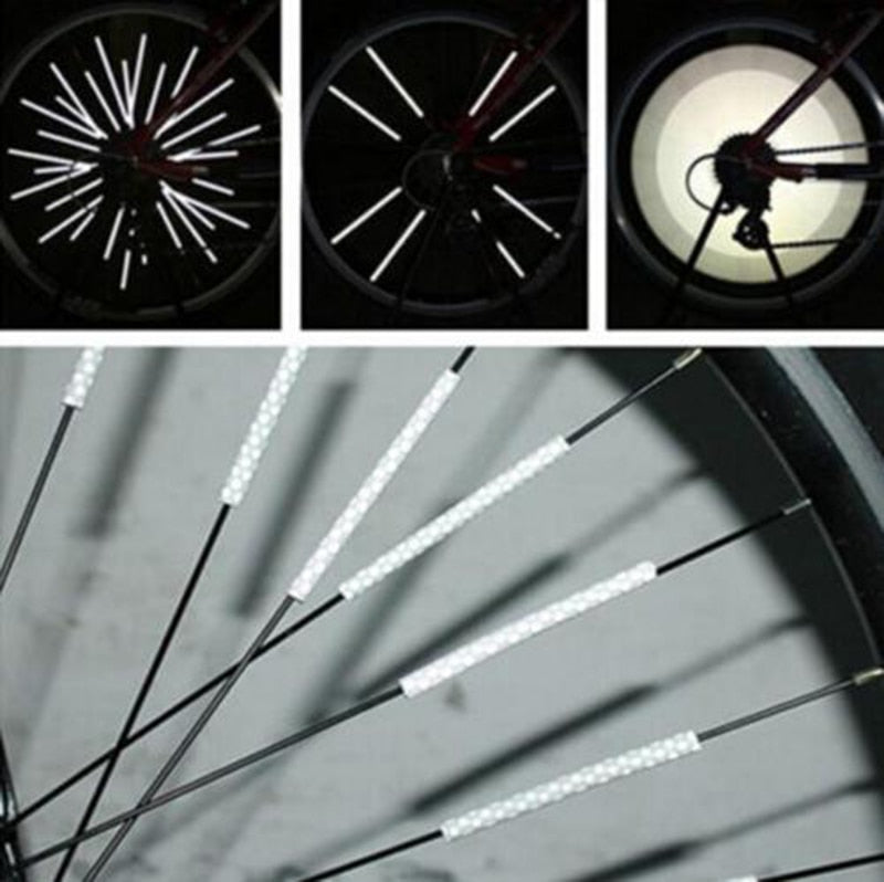 12Pcs Bicycle Mountain Bike Riding Wheel Rim Spoke Mount Clip Tube Warning Light Bike Strip