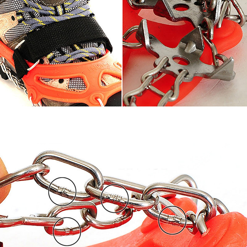 18 Teeth Ice Snow Crampons Anti-Slip Climbing Gripper Shoe Covers Spike Cleats Stainless Steel