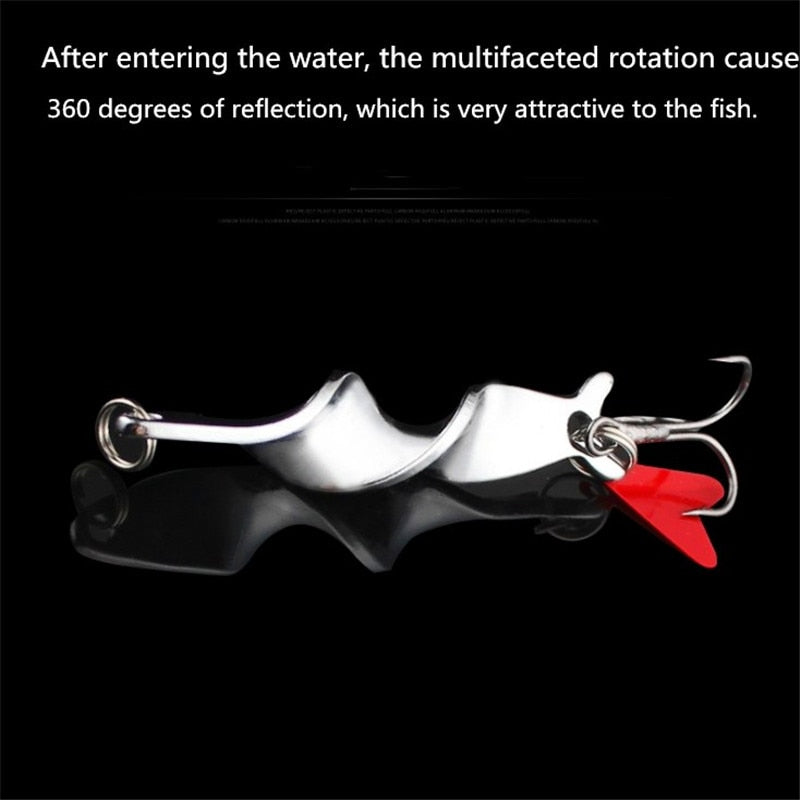 1PCS 10g 14g 21g 28g Rotating Metal Spinner Spoon Fishing Lure Hard Baits For Trout Pike Pesca Peche Treble Hook Tackle