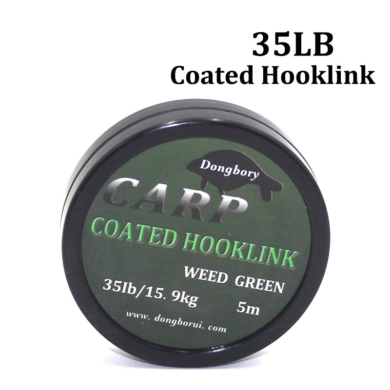 1PCS 5m Carp Fishing Line Hook Link Carp Coated Hooklink Braid Line for Hair Rig 15IB 25IB 35IB Carp