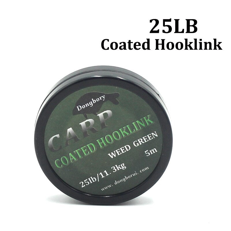 1PCS 5m Carp Fishing Line Hook Link Carp Coated Hooklink Braid Line for Hair Rig 15IB 25IB 35IB Carp
