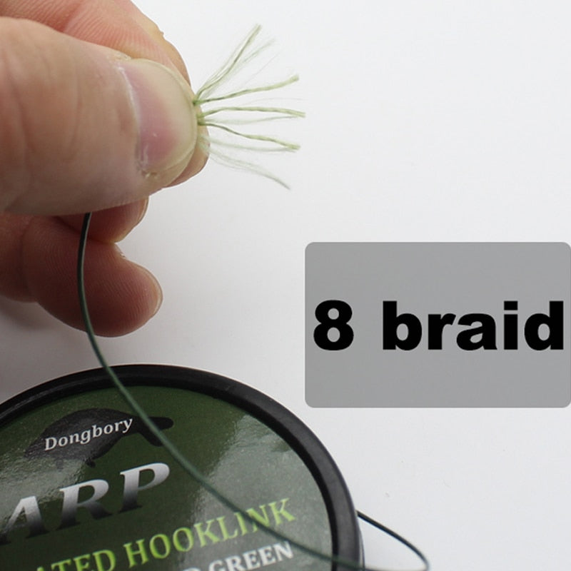 1PCS 5m Carp Fishing Line Hook Link Carp Coated Hooklink Braid Line for Hair Rig 15IB 25IB 35IB Carp