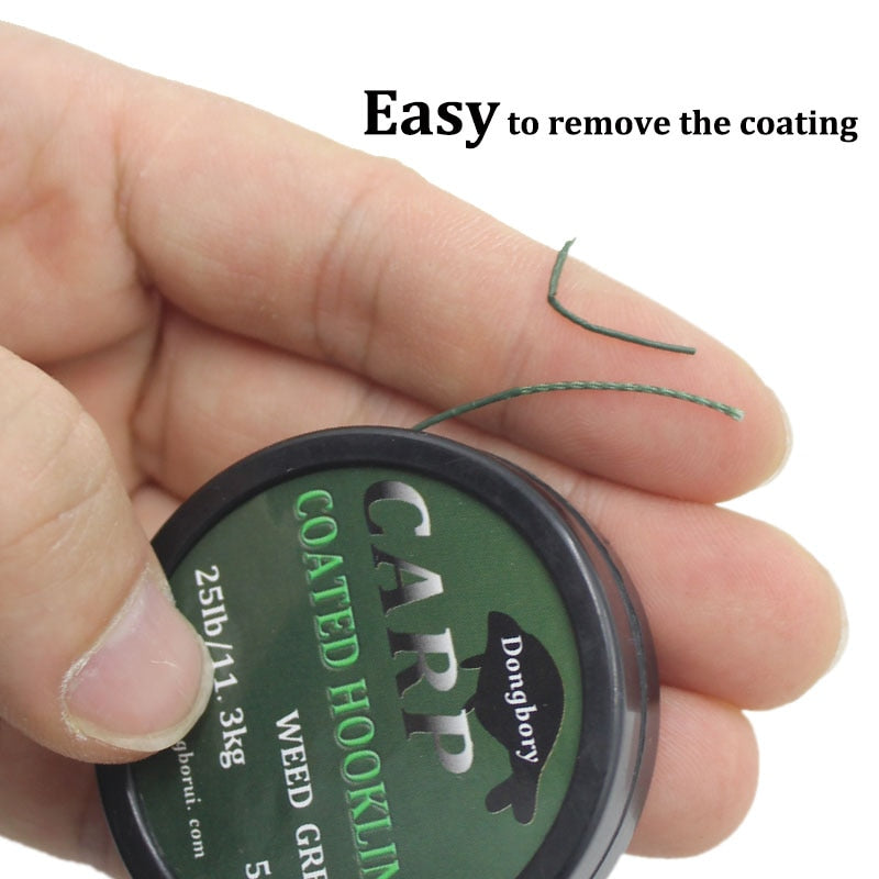 1PCS 5m Carp Fishing Line Hook Link Carp Coated Hooklink Braid Line for Hair Rig 15IB 25IB 35IB Carp