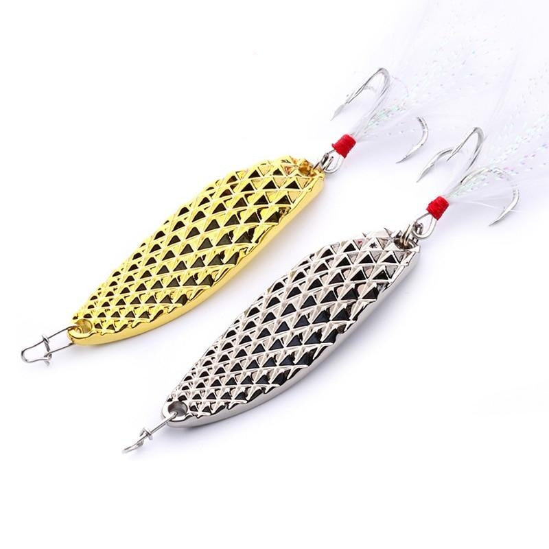 1Pcs Metal Spinner Spoon Fishing Lure 7g 10g 15g Gold Silver Rotating Hard Baits For Trout Pike Peche Feather Treble Hook Tackle