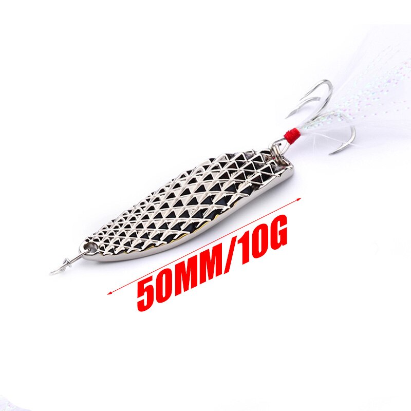 1Pcs Metal Spinner Spoon Fishing Lure 7g 10g 15g Gold Silver Rotating Hard Baits For Trout Pike Peche Feather Treble Hook Tackle