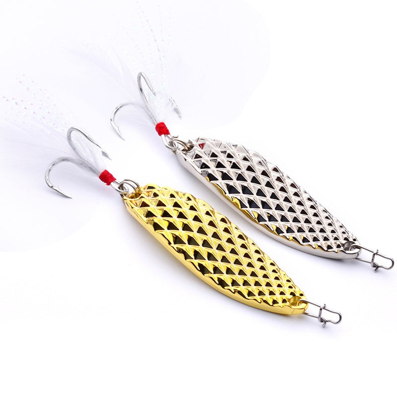 1Pcs Metal Spinner Spoon Fishing Lure 7g 10g 15g Gold Silver Rotating Hard Baits For Trout Pike Peche Feather Treble Hook Tackle
