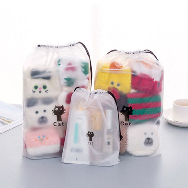 1pc Drawstring Swimming Bags Transparent Clothes Bag Sports Travel Storage Bags 3 Styles