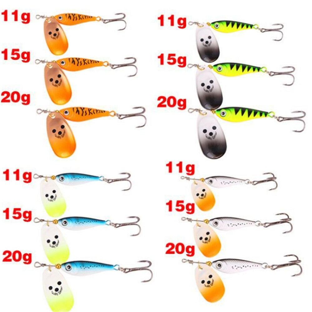 1pcs Rotating Metal Spinner Fishing Lures 11g 15g 20g  Sequins Iscas Artificial Hard Bait Crap Bass Pike Fishing Tackle