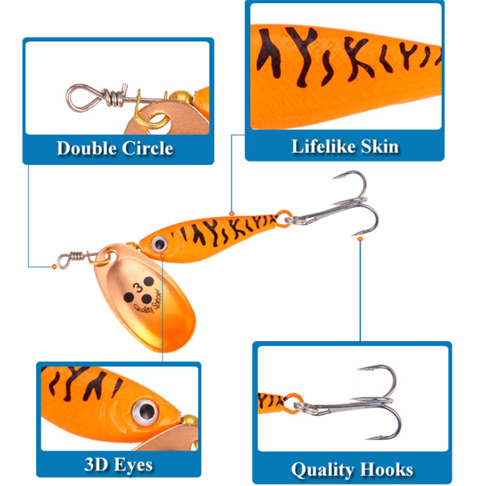 1pcs Rotating Metal Spinner Fishing Lures 11g 15g 20g  Sequins Iscas Artificial Hard Bait Crap Bass Pike Fishing Tackle