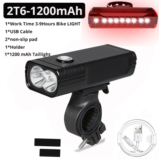 20000Lums Bicycle Light L2/T6 USB Rechargeable 5200mAh Bike Light IPX5 Waterproof LED Headlight