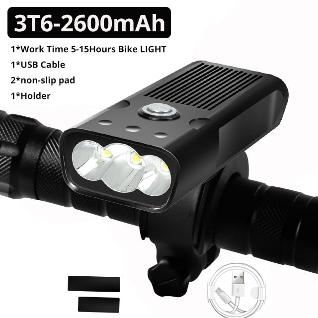 20000Lums Bicycle Light L2/T6 USB Rechargeable 5200mAh Bike Light IPX5 Waterproof LED Headlight